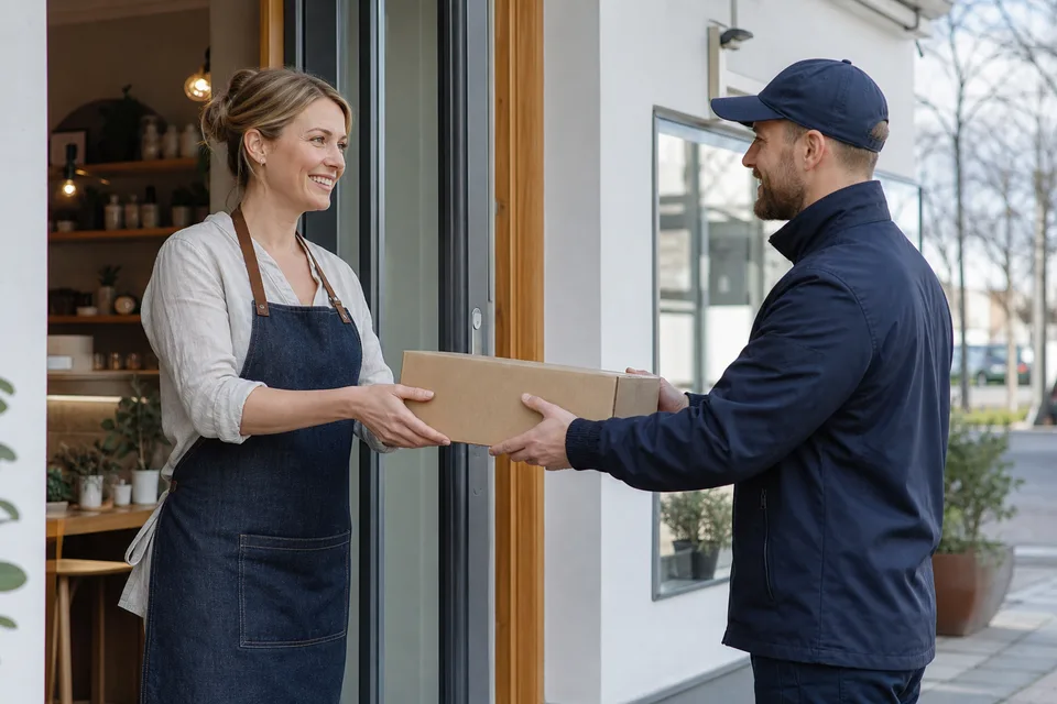 Paketteja ja tavaroita kuljetusta varten